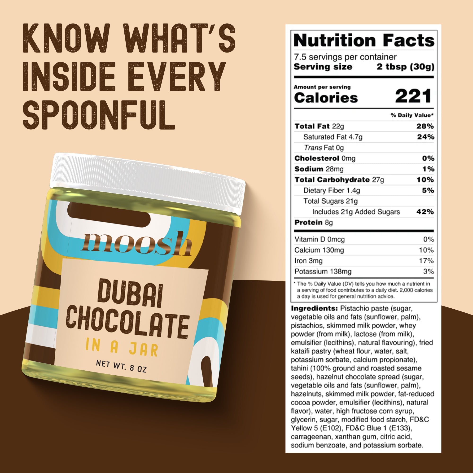 Dubai Chocolate Jar – Pistachio & Kataifi Chocolate Dessert Spread & Snack, Spoon-Ready, for Toast, Pastries & Candy Making (8 oz)